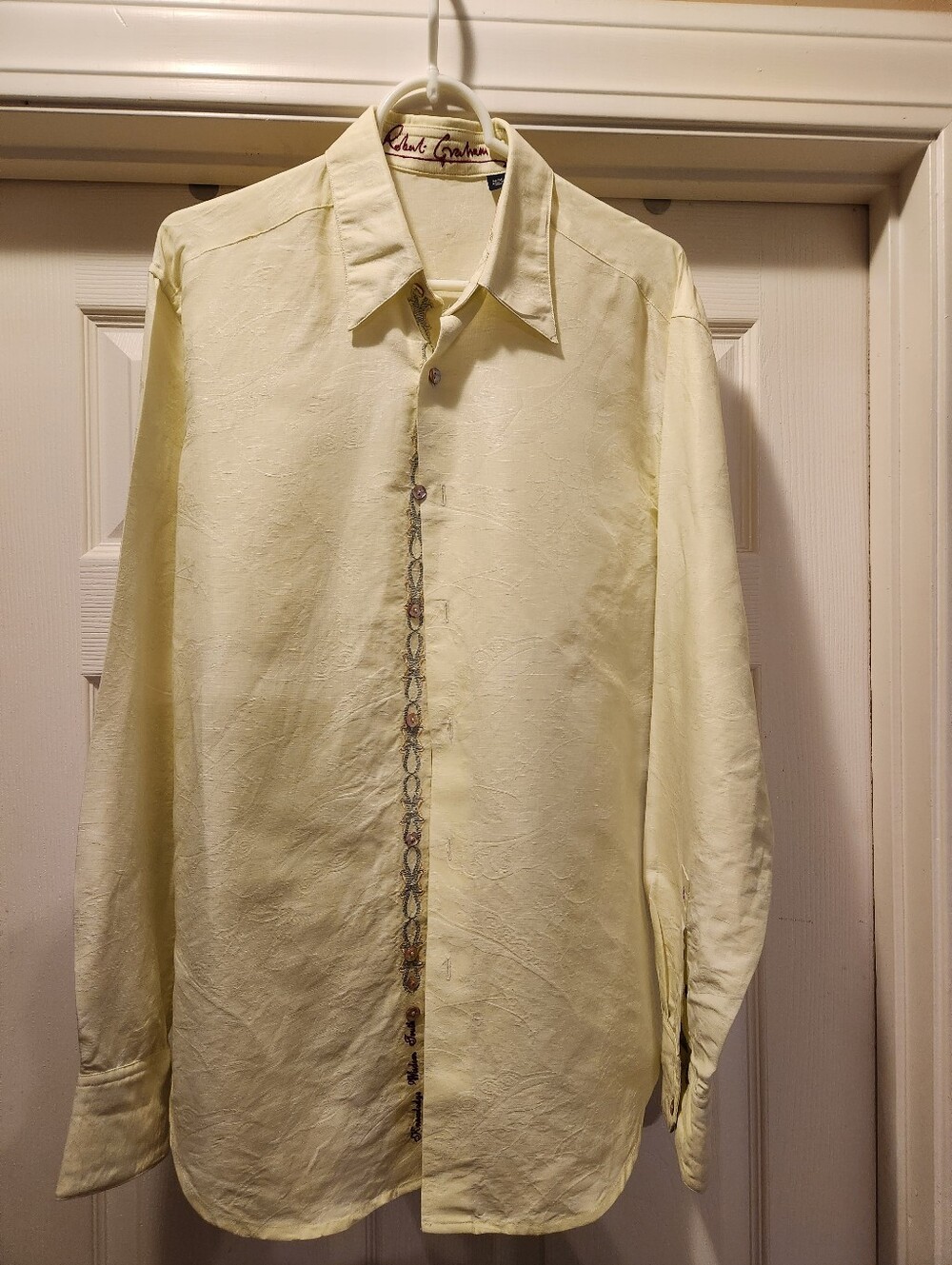 Robert Graham Light Yellow Men's Long-Sleeve Dress Shirt
